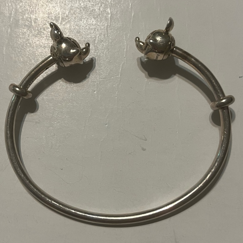 Pandora Disney Mickey & Minnie Sterling Silver S925 ALE Open Bangle Bracelet